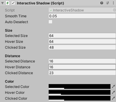 Make the soft shadow react to hover or click interaction in Unity
