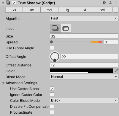 True Shadow - Unity UI Soft Shadows settings